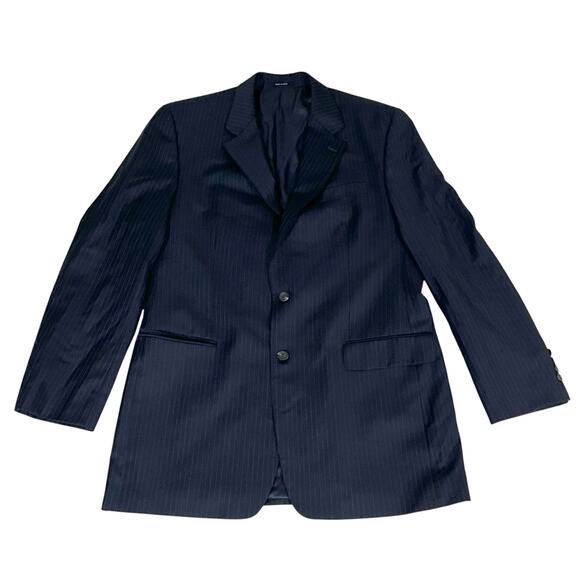 Lauren Ralph Lauren Pinstripe Wool Suit Jacket Blazer Dark Navy Blue Men’s 42L